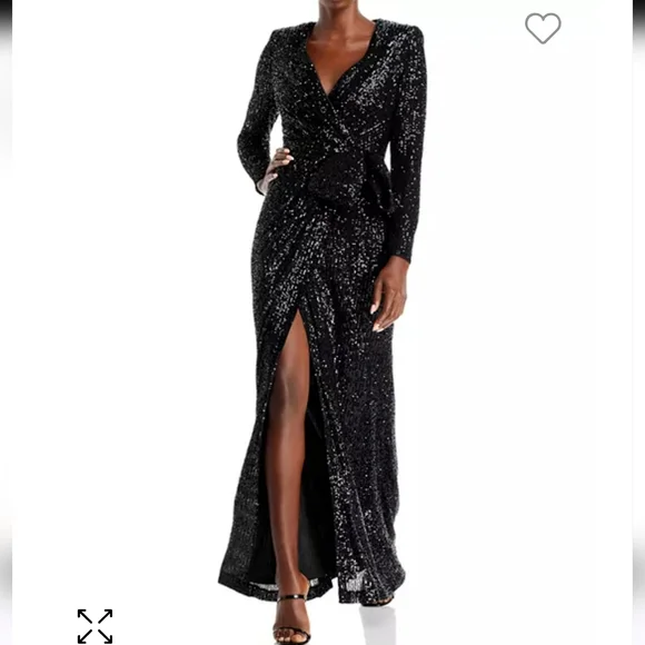 Eliza J Sequined Wrap Gown - Picture 2 of 10